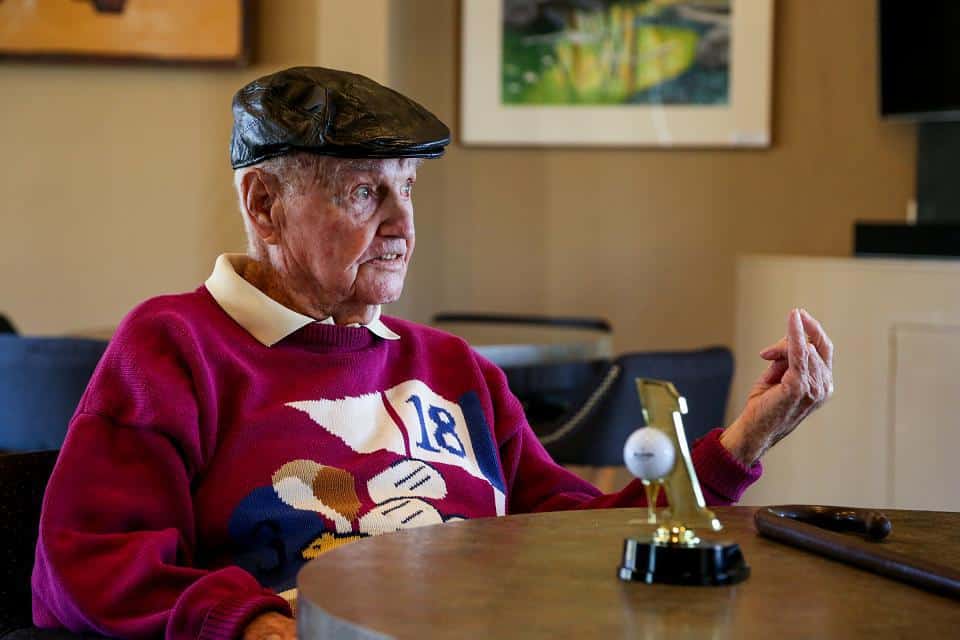 Claunts speaks about his time in the armed services, during which his fondest memory golfing was made. At 98 years and 10 months old, Claunts' memory is still as sharp as ever.