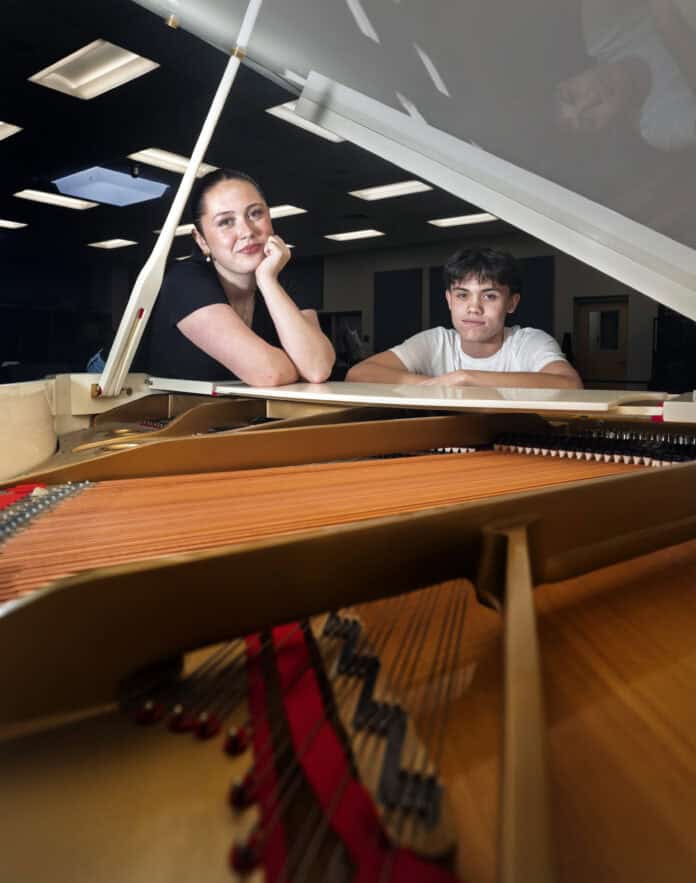 Jade Kuhn and Khrystian Kaikala won first and second places in the Sedona Red Rock High School talent show. Kuhn won first place for her singing and Kaikala took second place for his piano playing. David Jolkovski/Larson Newspapers